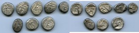 ANCIENT LOTS. Greek. Pamphylia. Aspendus. Ca. mid-5th century BC. Lot of eight (8) AR staters. VG-Fine, test cuts. Includes: Hoplite and triskeles. Ei...