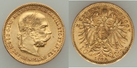 Franz Joseph I gold 10 Corona 1905 AU, KM2805. 19mm. 3.38gm. AGW 0.0980 oz. 

HID09801242017