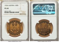 Republic gold Prooflike 100 Schilling 1934 PL64 NGC, Vienna mint, KM2842. Mintage: 9,383. Reflective prooflike surfaces. AGW 0.6807 oz.

HID0980124201...