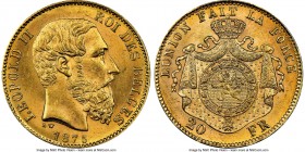 Leopold II gold 20 Francs 1875 MS64 NGC, KM37. Position A. AGW 0.1867 oz.

HID09801242017