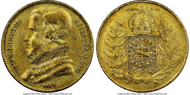 Pedro II gold 20000 Reis 1850 VF35 NGC, Rio de Janeiro mint, KM461. AGW 0.5286 o...