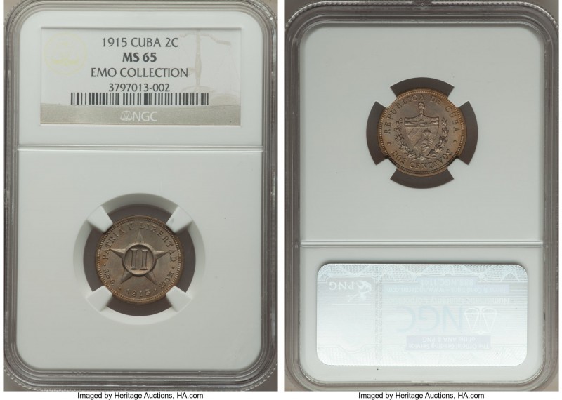 Republic 3-Piece Lot of Certified Assorted Issues NGC, 1) 2 Centavos - 1915 MS65...