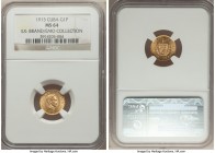 Republic gold Peso 1915 MS64 NGC, KM16. AGW 0.0484 oz. Ex. Brand Collection Selections from the EMO Collection Cabinet

HID09801242017
