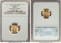 Republic gold 2 Pesos 1916 MS63 NGC, KM17. AGW 0.0967 oz. Selections from the EMO Collection Cabinet

HID09801242017