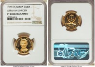 Republic gold Proof 500 Pesetas 1970 PR68 Ultra Cameo NGC, KM24. Mintage: 1,700. Abraham Lincoln commemorative. 

HID09801242017