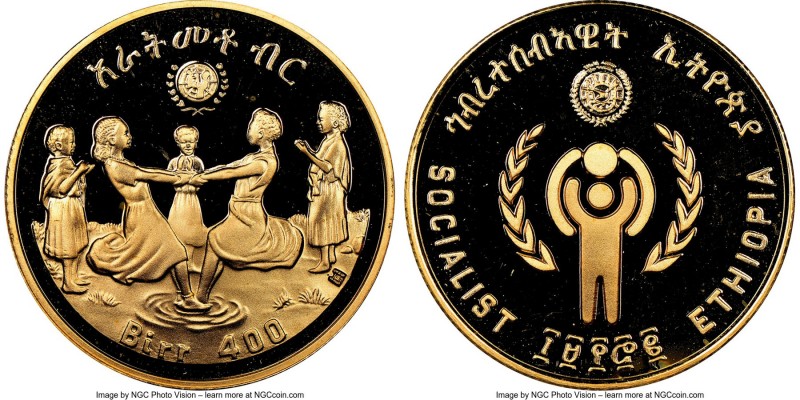 Republic gold Proof "Year of the Child" 400 Birr EE 1972 (1979) PR68 Ultra Cameo...