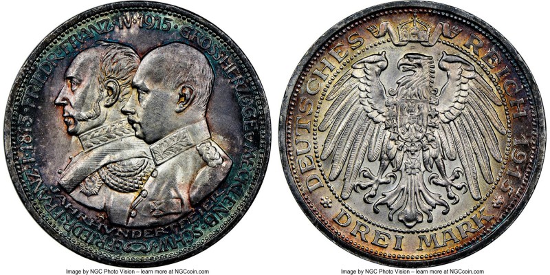 Mecklenburg-Schwerin. Friedrich Franz IV 3 Mark 1915-A MS64 NGC, Berlin mint, KM...