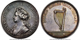 Anne silver "Concord of Britain" Medal 1711 AU53 NGC, Eimer-451, MI-II-386/238. 44mm. By P.H. Muller. Date in chronogram. ANNA D G MAG BR FR ET HIB RE...