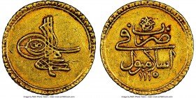 Ottoman Empire. Ahmed III gold Findik AH 1115 (1703/4) AU53 NGC, Islambul mint (in Turkey), KM173, Damali-23-K-A2-Mim Re 4a. 

HID09801242017