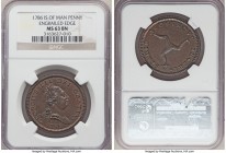 British Dependency. George III Penny 1786 MS63 Brown NGC, KM9.1, Prid-16a. Engrailed edge variety. Mostly chocolate brown with some red interspersed a...