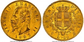 Vittorio Emanuele II gold 20 Lire 1863 T-BN MS62 NGC, Turin mint, KM10.1. AGW 0.1867 oz.

HID09801242017