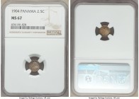 Republic 2-1/2 Centesimos 1904 MS67 NGC, KM1. Known as the Panama pill, this coin is certainly one of the smaller issues to have circulated however th...