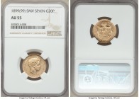 Alfonso XIII gold 20 Pesetas 1899(99) SM-V AU55 NGC, Madrid mint, KM709. 

HID09801242017
