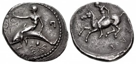CALABRIA, Tarentum. Circa 450-440 BC. AR Nomos (25mm, 8.00 g, 9h).