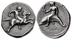 CALABRIA, Tarentum. Circa 400-390 BC. AR Nomos (20mm, 7.77 g, 7h).