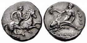 CALABRIA, Tarentum. Circa 344-340 BC. AR Nomos (20mm, 7.95 g, 9h).