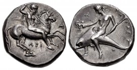 CALABRIA, Tarentum. Circa 315-302 BC. AR Nomos (19.5mm, 7.88 g, 8h).