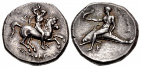 CALABRIA, Tarentum. Circa 280 BC. AR Nomos (22mm, 7.91 g, 5h).