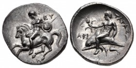 CALABRIA, Tarentum. Circa 280 BC. AR Nomos (22.5mm, 7.85 g, 2h).