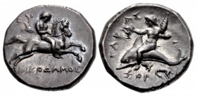 CALABRIA, Tarentum. Circa 280 BC. AR Nomos (22mm, 7.82 g, 1h).