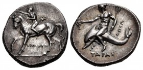 CALABRIA, Tarentum. Circa 280-272 BC. AR Nomos (20mm, 6.55 g, 9h).