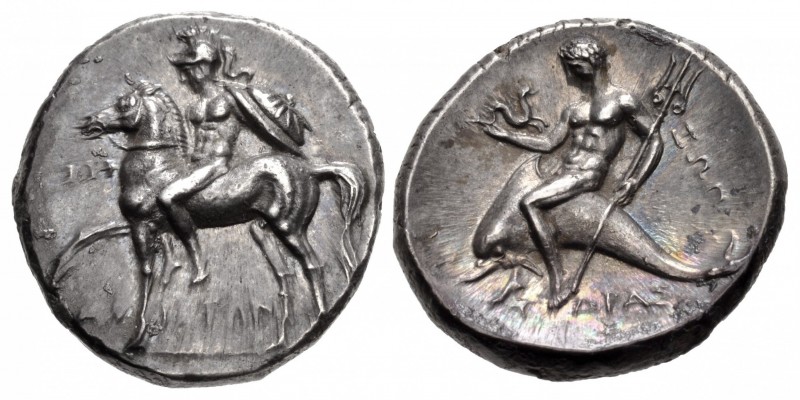 CALABRIA, Tarentum. Circa 272-240 BC. AR Nomos (19.5mm, 6.43 g, 11h). Reduced st...