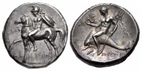 CALABRIA, Tarentum. Circa 272-240 BC. AR Nomos (19.5mm, 6.43 g, 11h). Reduced standard.
