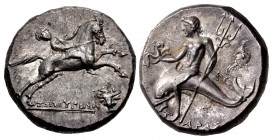 CALABRIA, Tarentum. Circa 240-228 BC. AR Nomos (18.5mm, 6.65 g, 9h). Reduced standard.