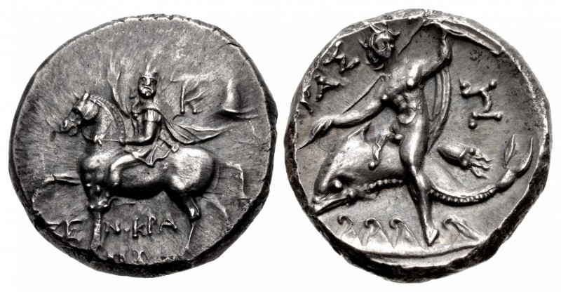 CALABRIA, Tarentum. Circa 240-228 BC. AR Nomos (20mm, 6.47 g, 4h). Reduced stand...