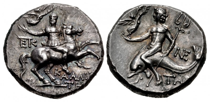 CALABRIA, Tarentum. Circa 240-228 BC. AR Nomos (20mm, 6.31 g, 1h). Reduced stand...