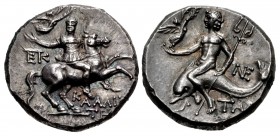 CALABRIA, Tarentum. Circa 240-228 BC. AR Nomos (20mm, 6.31 g, 1h). Reduced standard.