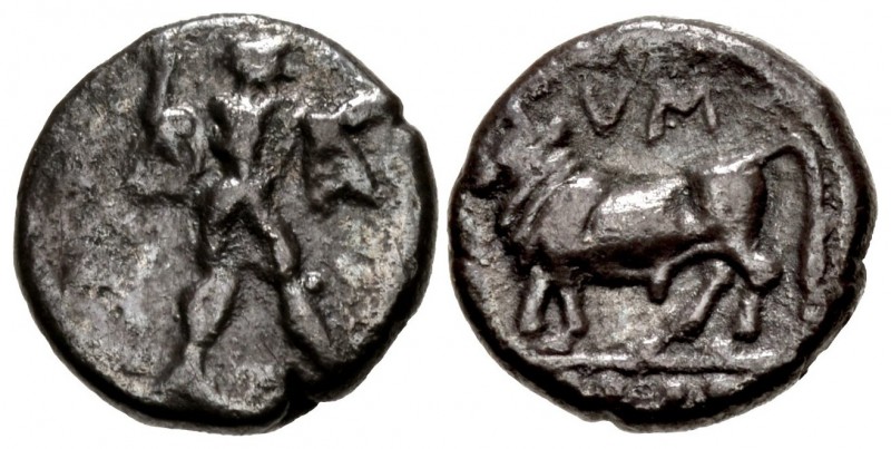 LUCANIA, Sybaris. Circa 453-448 BC. AR Sixth Nomos – Triobol (10.5mm, 1.20 g, 3h...