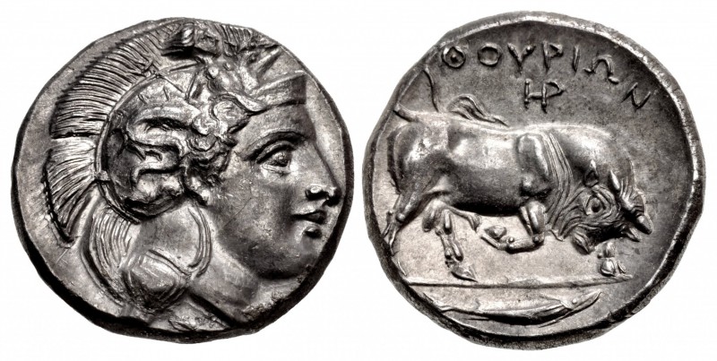 LUCANIA, Thourioi. Circa 400-350 BC. AR Nomos (20.5mm, 8.06 g, 8h). Head of Athe...