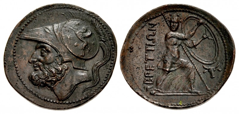 BRUTTIUM, The Brettii. Circa 208-203 BC. Æ Double – Didrachm (30mm, 11.81 g, 7h)...