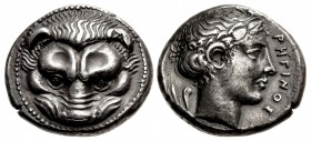 BRUTTIUM, Rhegion. Circa 420-415/0 BC. AR Tetradrachm (25.5mm, 17.15 g, 12h). Dies by “the Master of the Rhegium Apollo”.