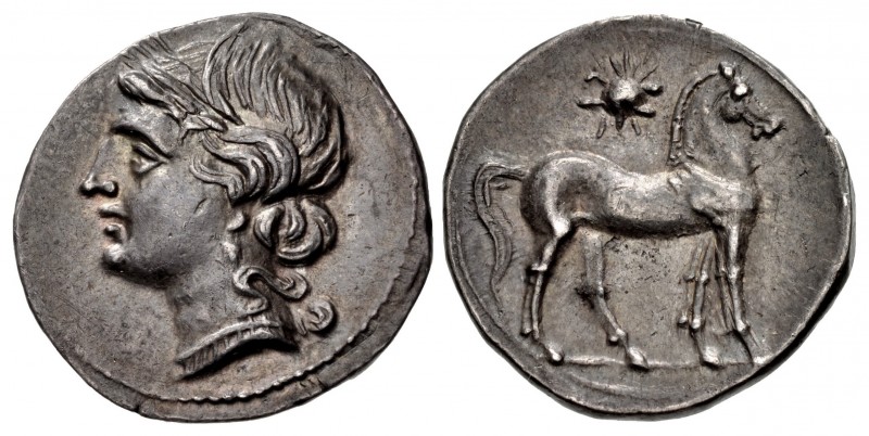 BRUTTIUM, Carthaginian occupation. Circa 216-211 BC. AR Half Shekel (19.5mm, 3.8...