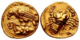 SICILY, Akragas. Circa 415-406 BC. AV 2 Litrai – Tetradrachm (10mm, 1.34 g, 12h). Silanos, magistrate.