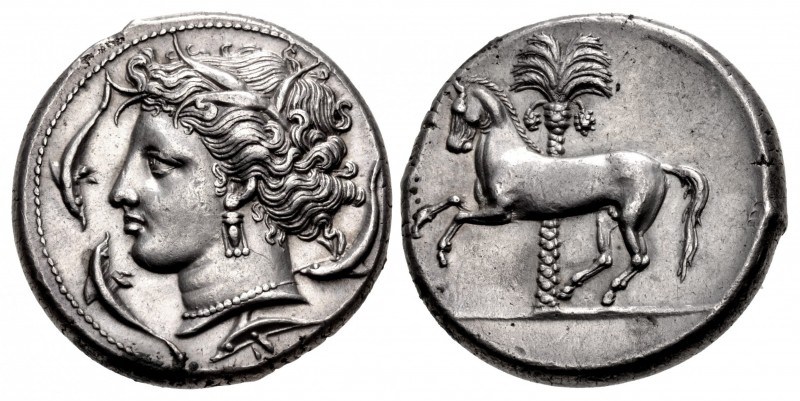 SICILY, Entella. Punic issues. Circa 345/38-320/15 BC. AR Tetradrachm (26mm, 17....
