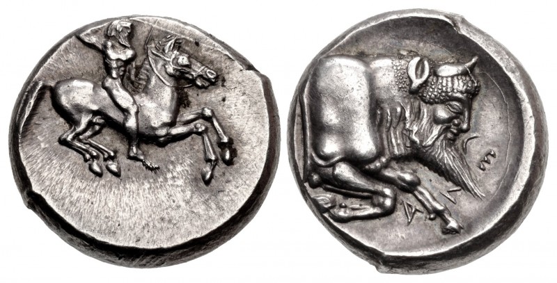 SICILY, Gela. Circa 490/85-480/75 BC. AR Didrachm (19.5mm, 8.86 g, 4h). Nude war...