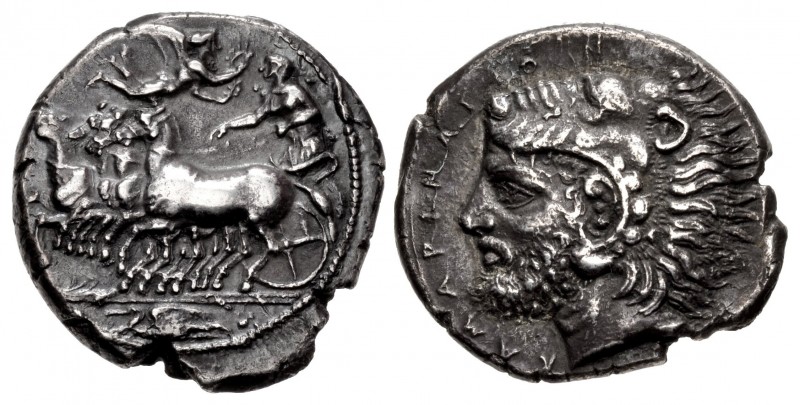 SICILY, Kamarina. Circa 425-405 BC. AR Tetradrachm (26mm, 16.96 g, 2h). Athena, ...