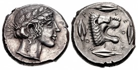 SICILY, Leontini. Circa 450-440 BC. AR Tetradrachm (25.5mm, 17.37 g, 3h).