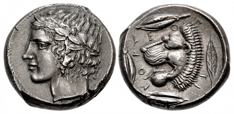 SICILY, Leontini. Circa 430-425 BC. AR Tetradrachm (24mm, 17.24 g, 7h). Head of ...