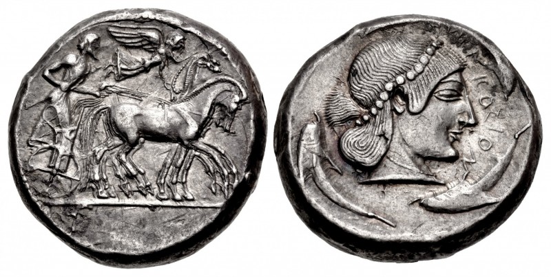 SICILY, Syracuse. Hieron I. 478-466 BC. AR Tetradrachm (23.5mm, 17.23 g, 3h). St...