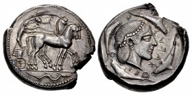 SICILY, Syracuse. Second Democracy. 466-405 BC. AR Tetradrachm (26.5mm, 17.40 g, 7h). Struck circa 466-460 BC.