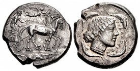 SICILY, Syracuse. Second Democracy. 466-405 BC. AR Tetradrachm (26.5mm, 17.43 g, 8h). Struck circa 450 BC.