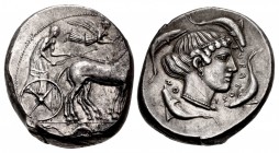 SICILY, Syracuse. Second Democracy. 466-405 BC. AR Tetradrachm (23mm, 17.40 g, 12h). Struck circa 450-440 BC.