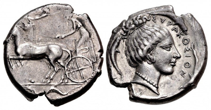 SICILY, Syracuse. Second Democracy. 466-405 BC. AR Tetradrachm (25.5mm, 17.29 g,...