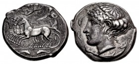 SICILY, Syracuse. Second Democracy. 466-405 BC. AR Tetradrachm (27mm, 17.14 g, 4h). Reverse die signed by the artist Eumenes. Struck circa 415-409 BC.