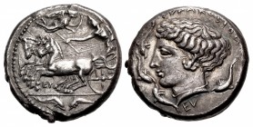 SICILY, Syracuse. Second Democracy. 466-405 BC. AR Tetradrachm (24mm, 17.05 g, 8h). Dies signed by Eu– (Eumenes and/or Eukleidas). Struck circa 415-40...