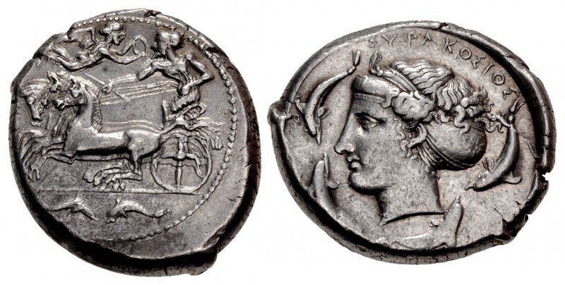 SICILY, Syracuse. Second Democracy. 466-405 BC. AR Tetradrachm (24mm, 17.35 g, 1...